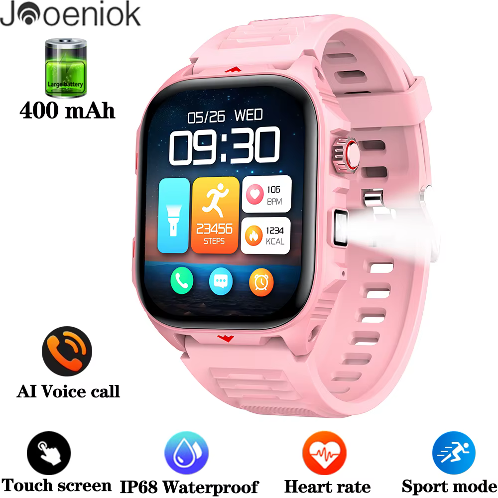 Montre connectée de sport pour hommes, étanche, Fitness, lampe de poche, Android IOS, nouvelle colle