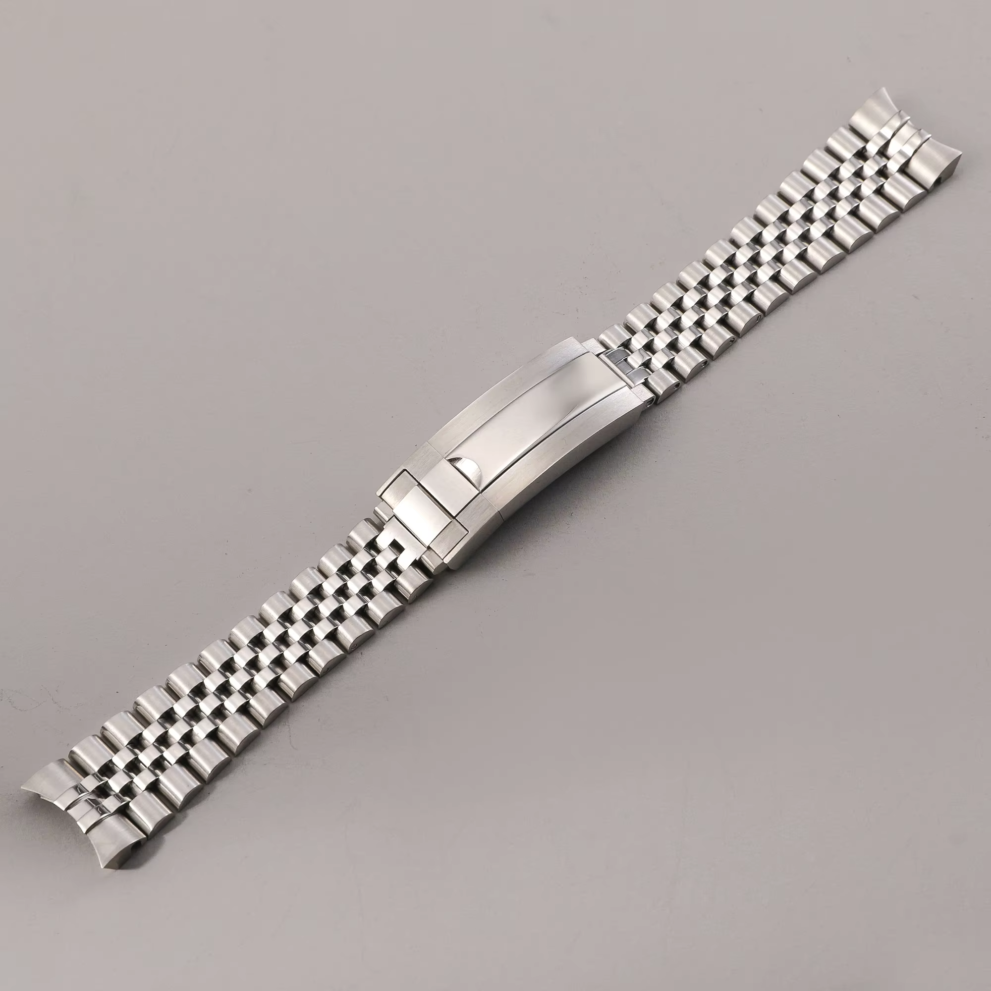 Bracelet Jubilee 20 mm en acier inoxydable 904L, extrémités courbées, fermoir à glissière solide à c