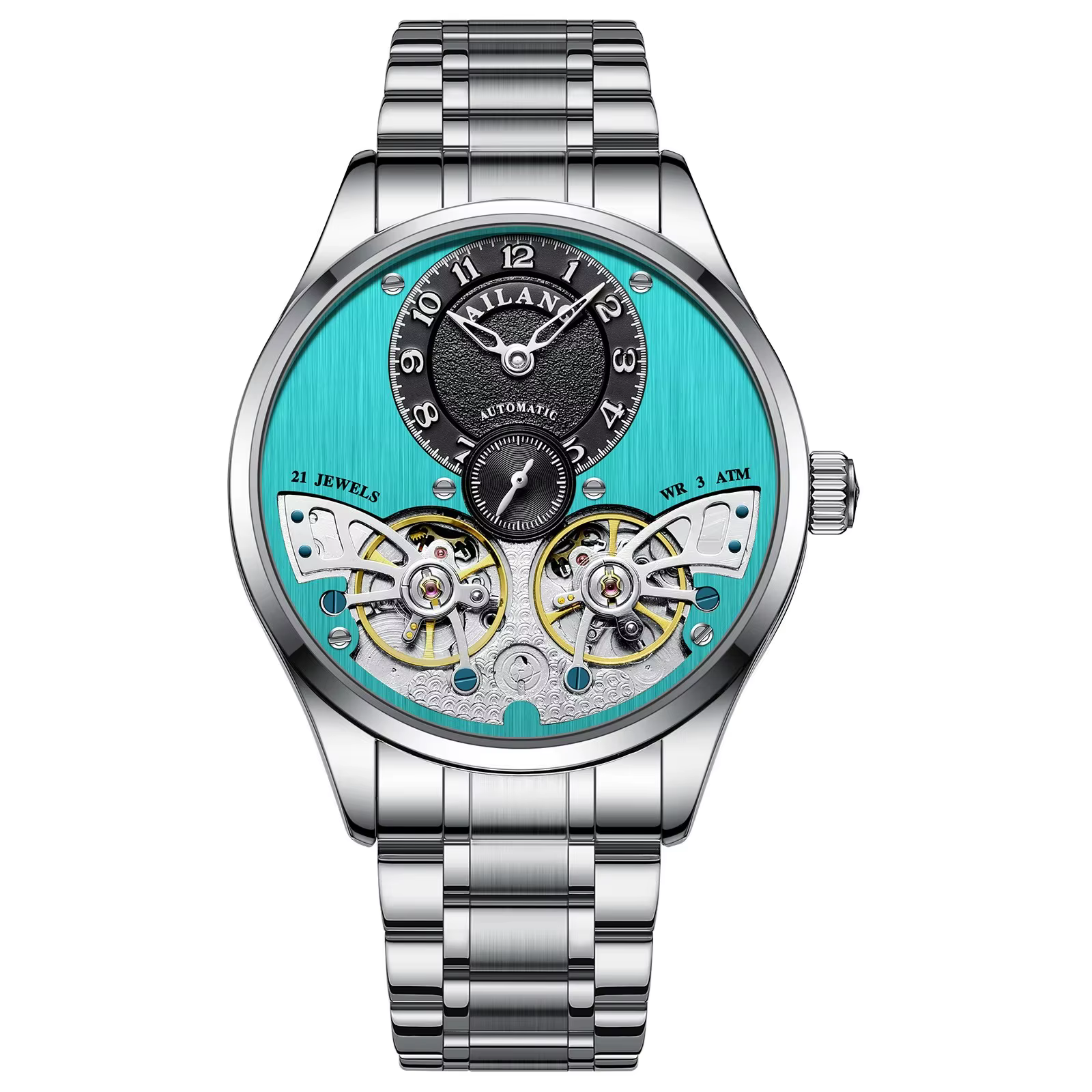 Ai Lang – montre mécanique automatique pour hommes, double tourbillon, étanche, tendance, design squ