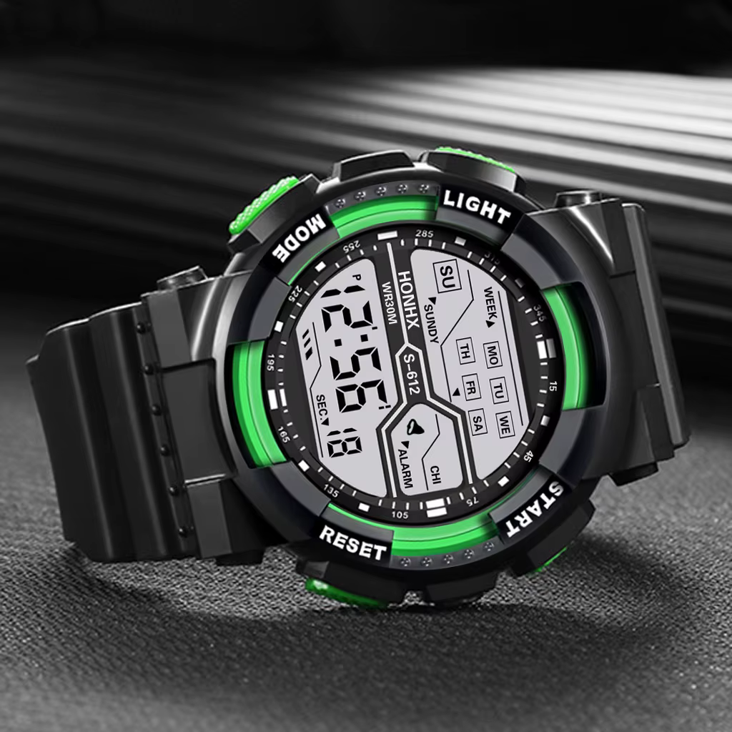 Sport de plein air hommes montre multifonction grand écran LED électronique étanche lumineux militai