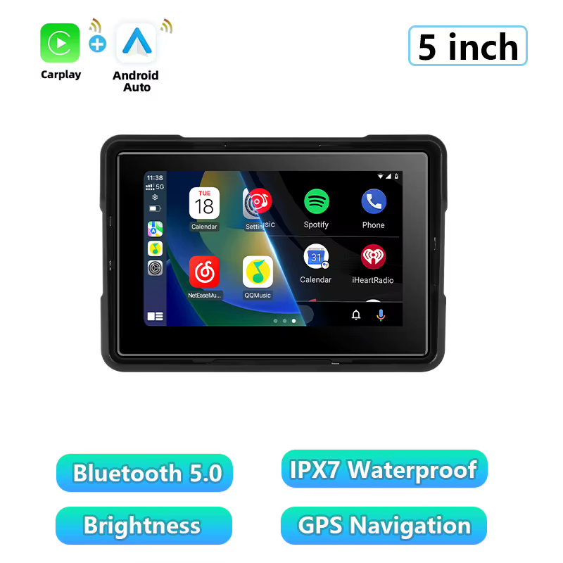 Jansite Moto Carplay Écran Tactile Moto GPS Navigation Android Auto Tableau de Bord Numérique pour M