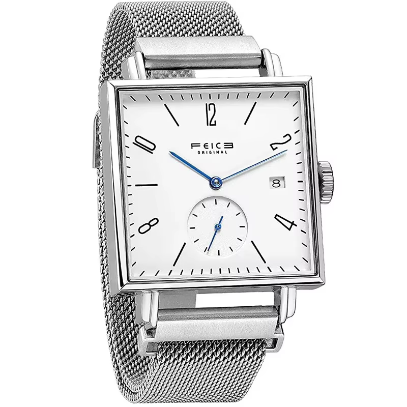 FEICE-Montre Mécanique existent Simple et Décontractée pour Homme, Modules Carrés, Seton, Mouvement 