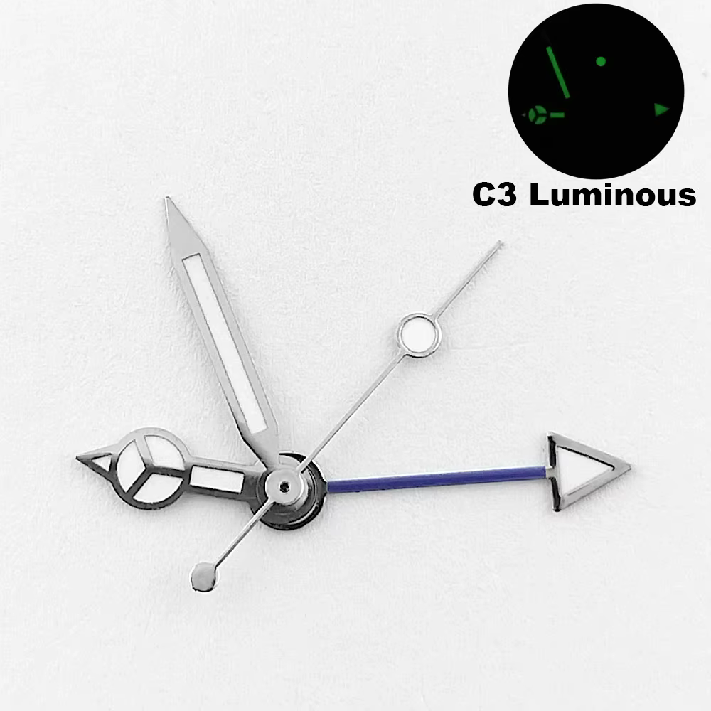 Aiguilles de montre GMT 13mm, argent, noir, Rose, or, adaptées à NH-34 bgw9 cyan C3 vert, pièces de