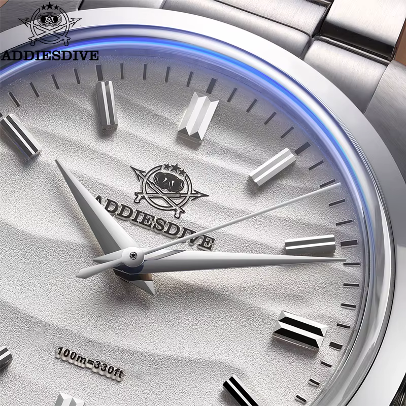 ADDIESDIVE-Montre à quartz étanche pour homme, acier inoxydable, revêtement AR, verre breton, montre