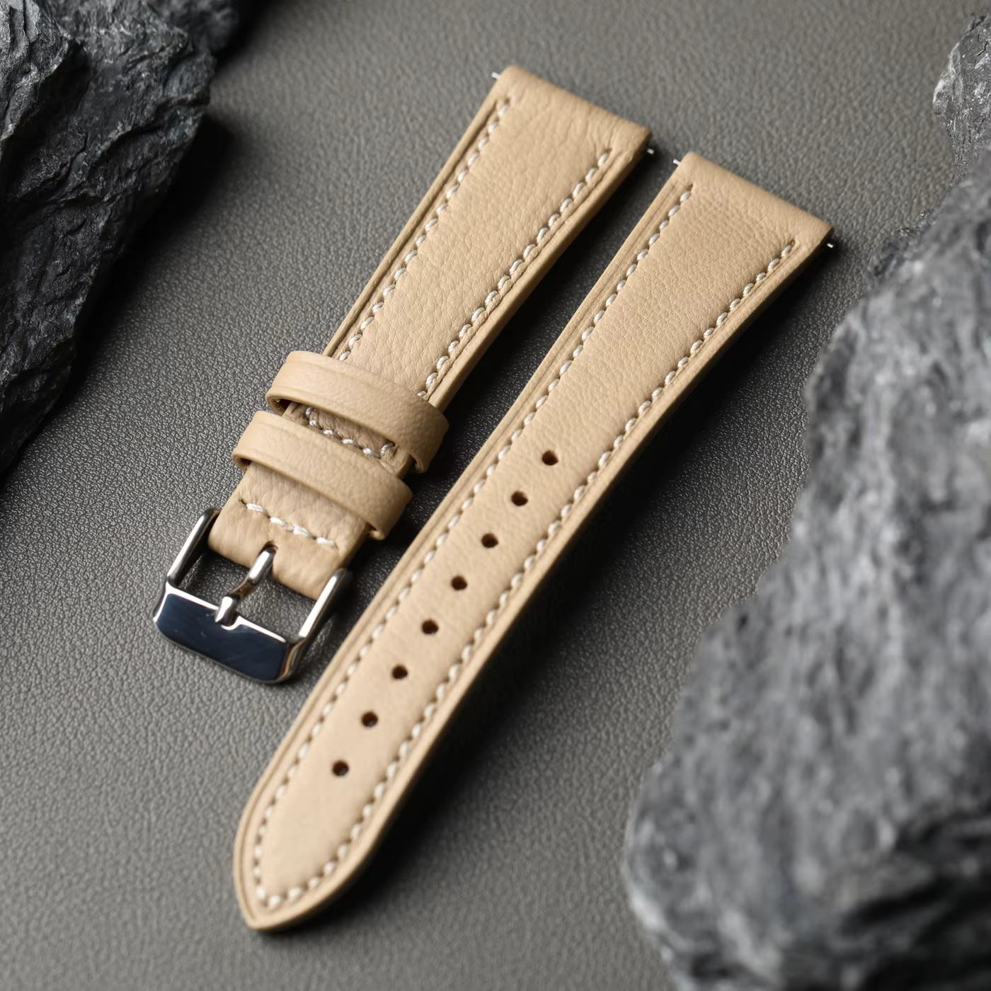 Bracelet en cuir de chèvre français fait à la main 18 19 20 21 22MM bracelet en cuir souple à dégage