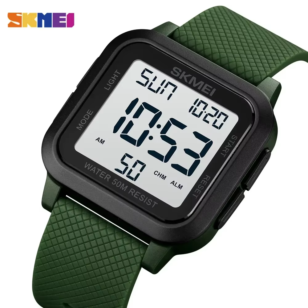 SKMEI1894 hommes alarme Chrono horloge 5Bar étanche montres militaires LED affichage choc montre num