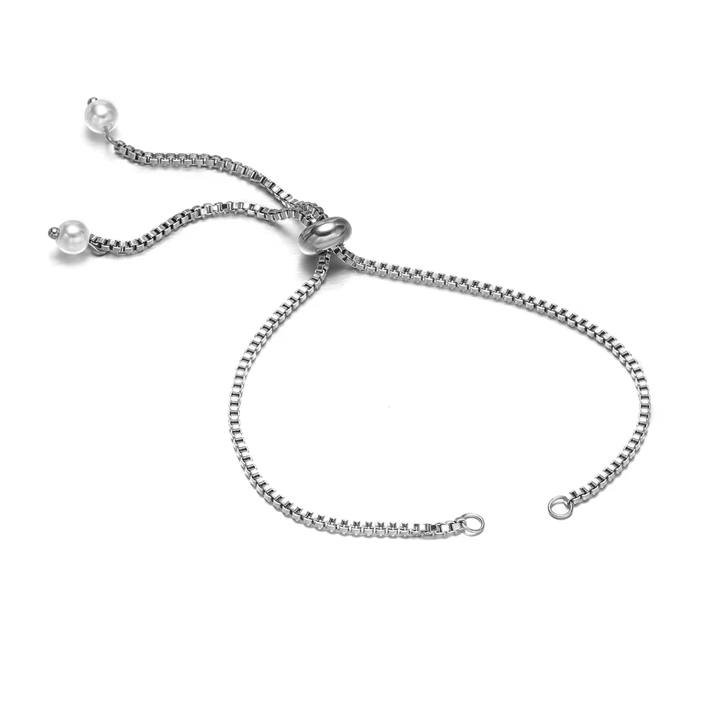 Lot de 3 connecteurs de bracelet en acier inoxydable, chaîne à maillons réglable, perles pour la fab