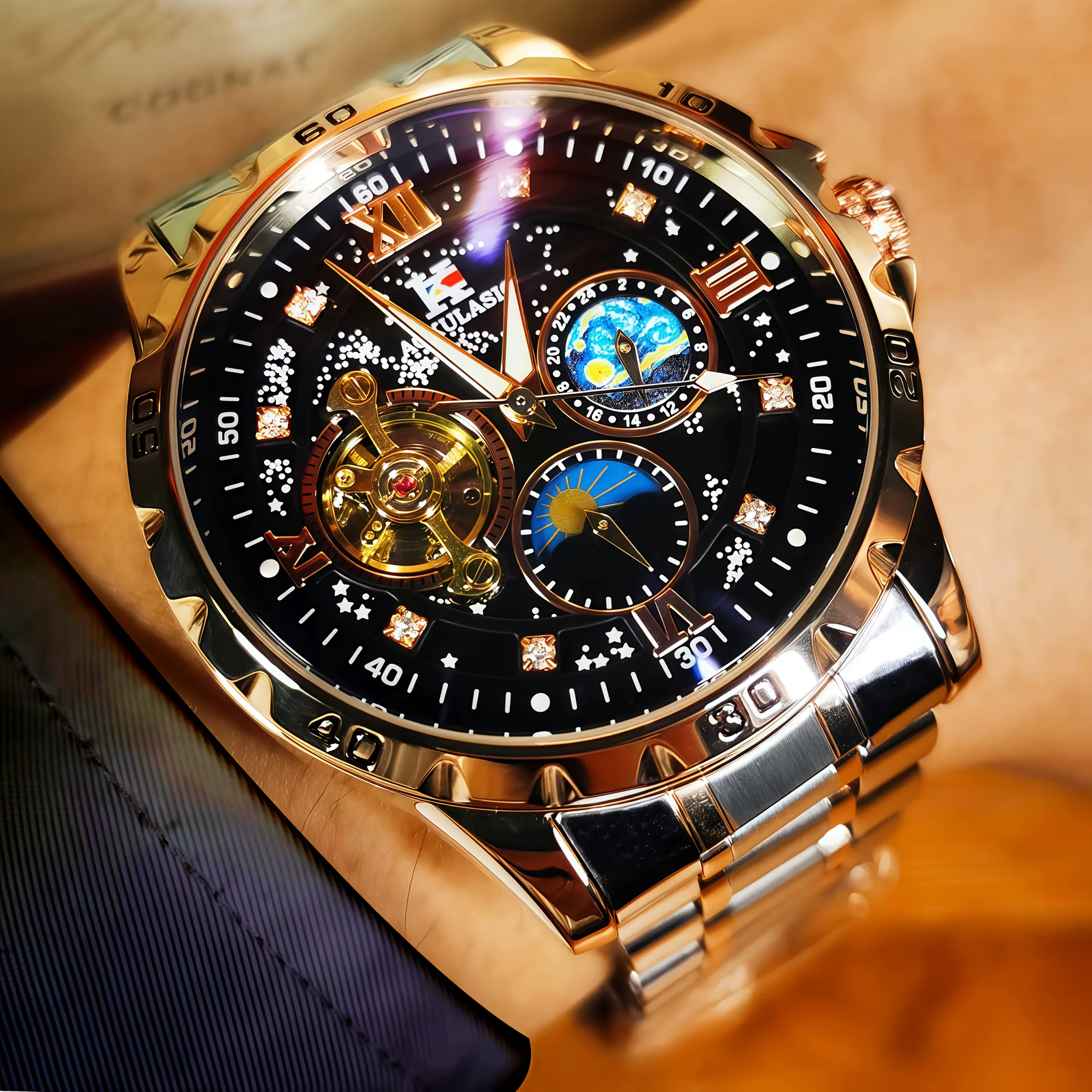 Montre mécanique automatique de luxe pour homme avec calendrier, éclairage nocturne et étanchéité, l