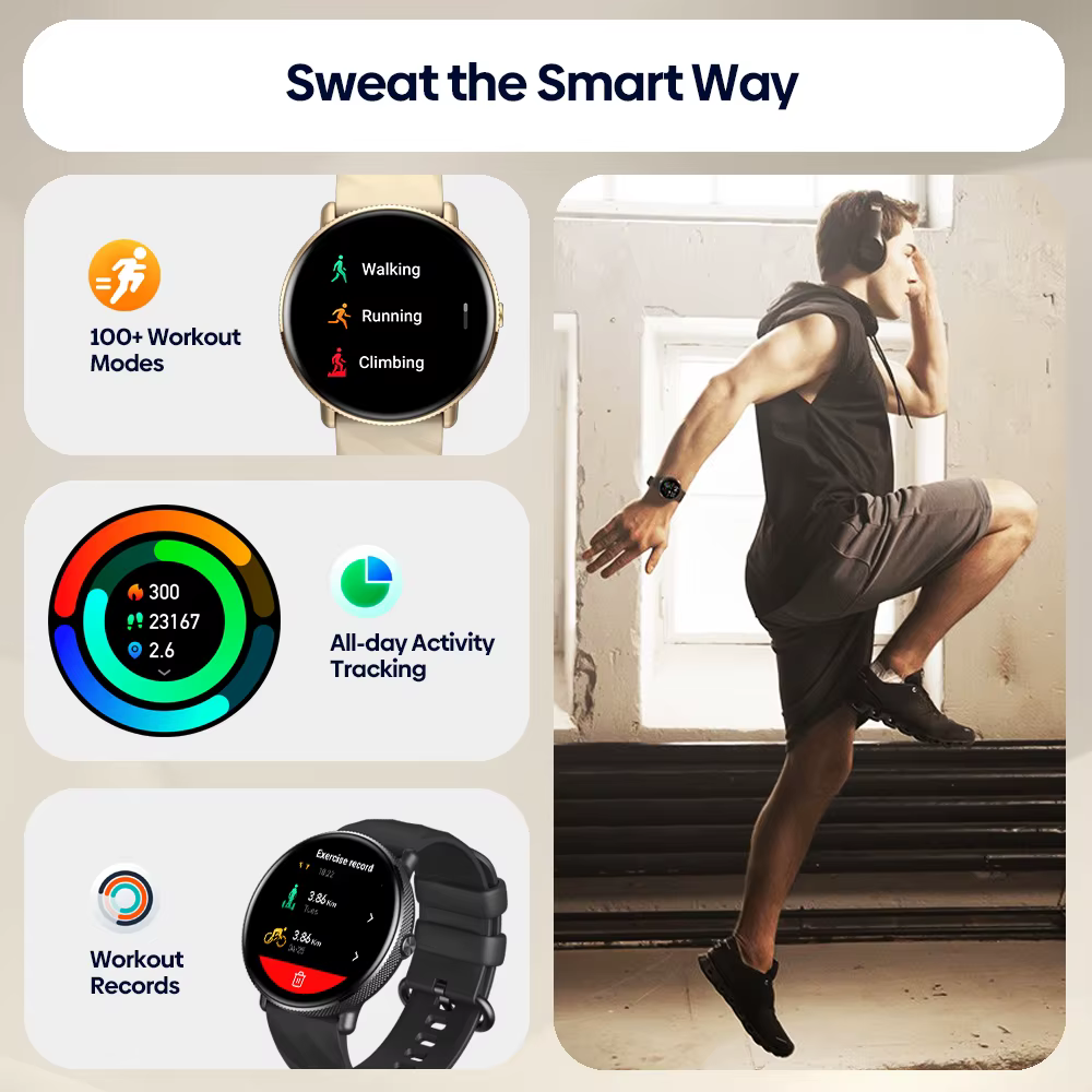 Zeblaze-Montre intelligente GTR 3 Pro Fitness et Wellness pour femme, écran AMOLED, acier inoxydable