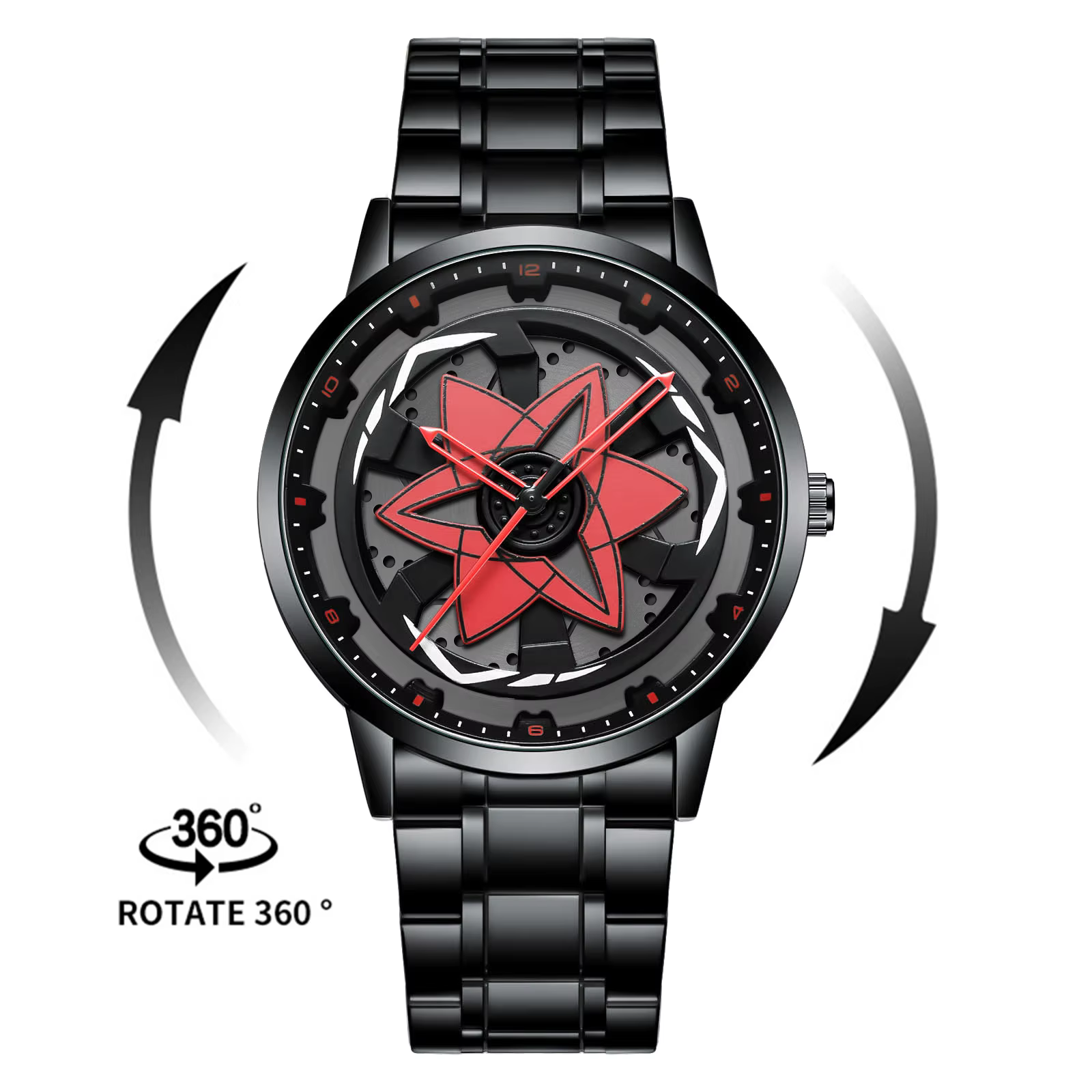 Kaléidoscope Sharingan cadran rotatif montre 3D japonais Anime cadran Quartz montre pour hommes haut