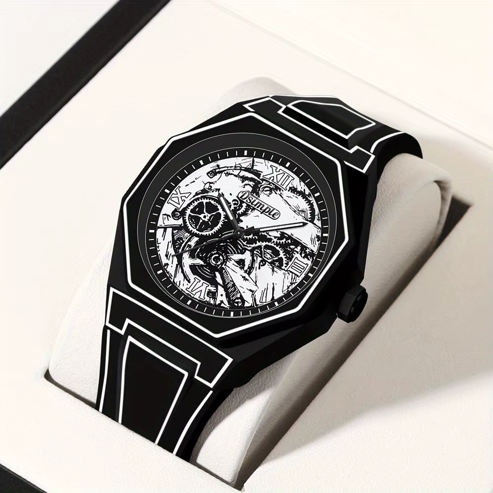 Montre à quartz élégante pour hommes - Bracelet en silicone, affichage analogique, idéale pour un us