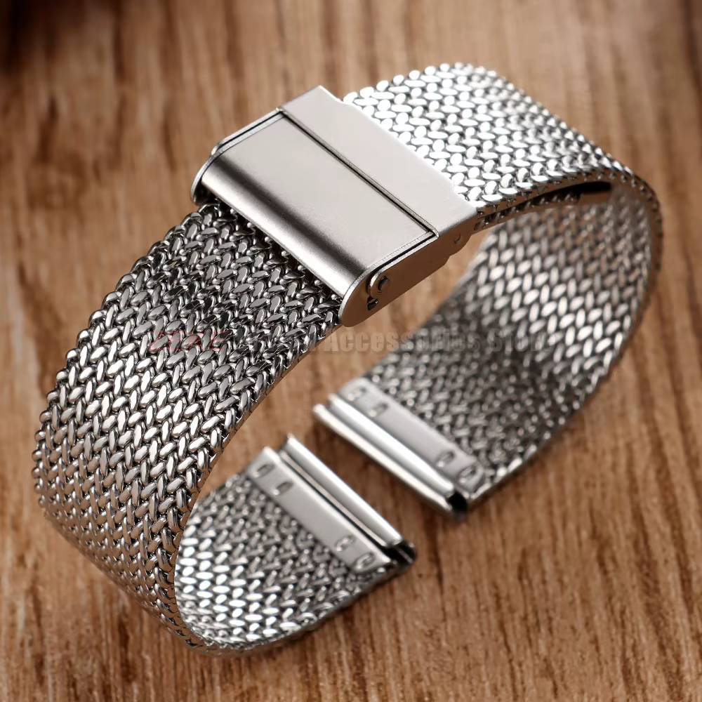 Bracelet en maille milanaise pour montre connectée, en acier inoxydable, avec boucle pliante DW, 16m