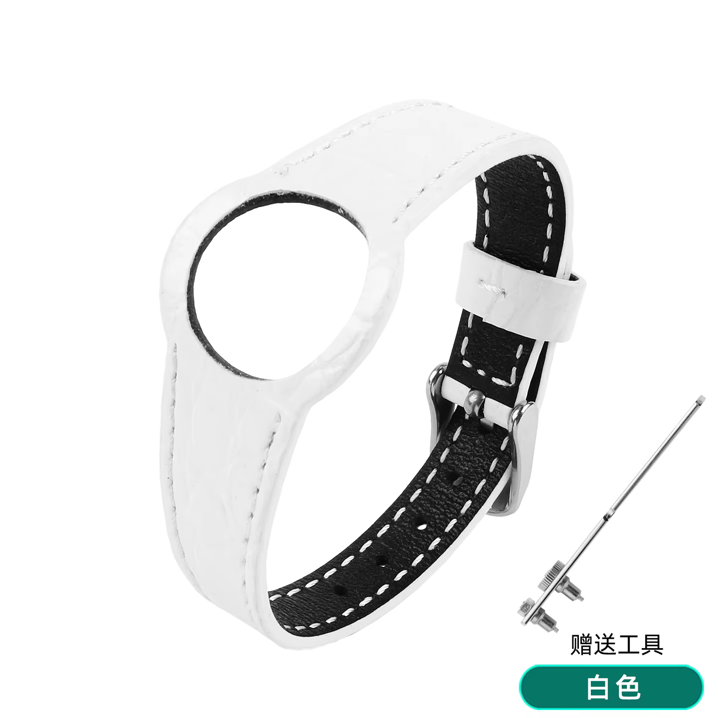 Bracelet de montre en cuir de crocodile avec boucle en acier argenté, pour la série Omega Dynamic, b