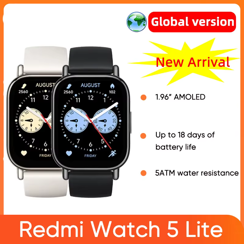 Version mondiale Xiaomi Redmi Watch 5 Lite 1.96 ''écran AMOLED autonomie de 18 jours GNSS intégré 5A