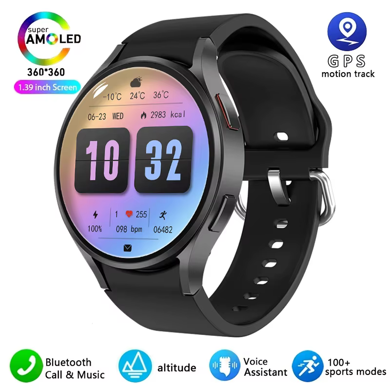 Montre connectée GPS pour hommes et femmes, moniteur de fréquence cardiaque, appels Bluetooth, NFC, 