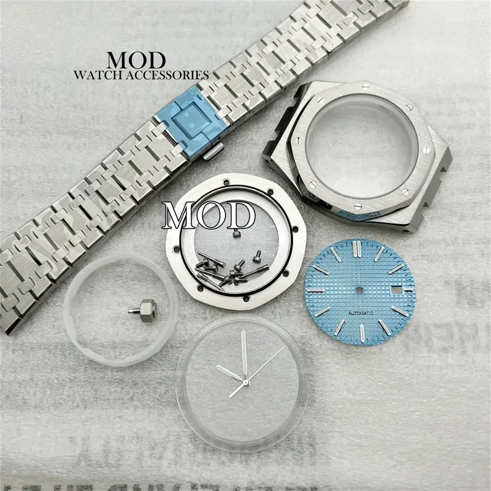 Boîtier de montre Royal Oak 41 mm, cadran 31,8 mm, aiguilles NH35, bracelet en acier inoxydable, ver