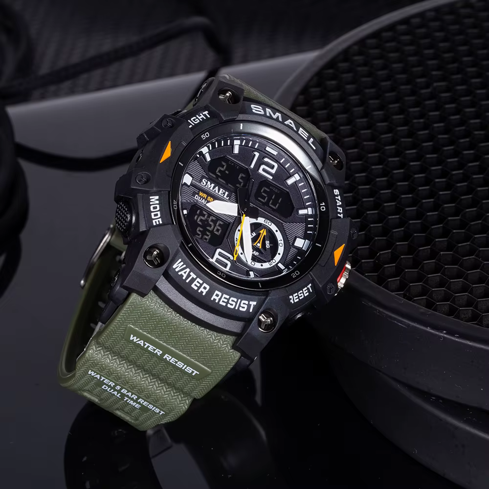 SMAEL-Montre-bracelet de sport militaire pour homme, chronomètre d'alarme, rétroéclairage numérique 
