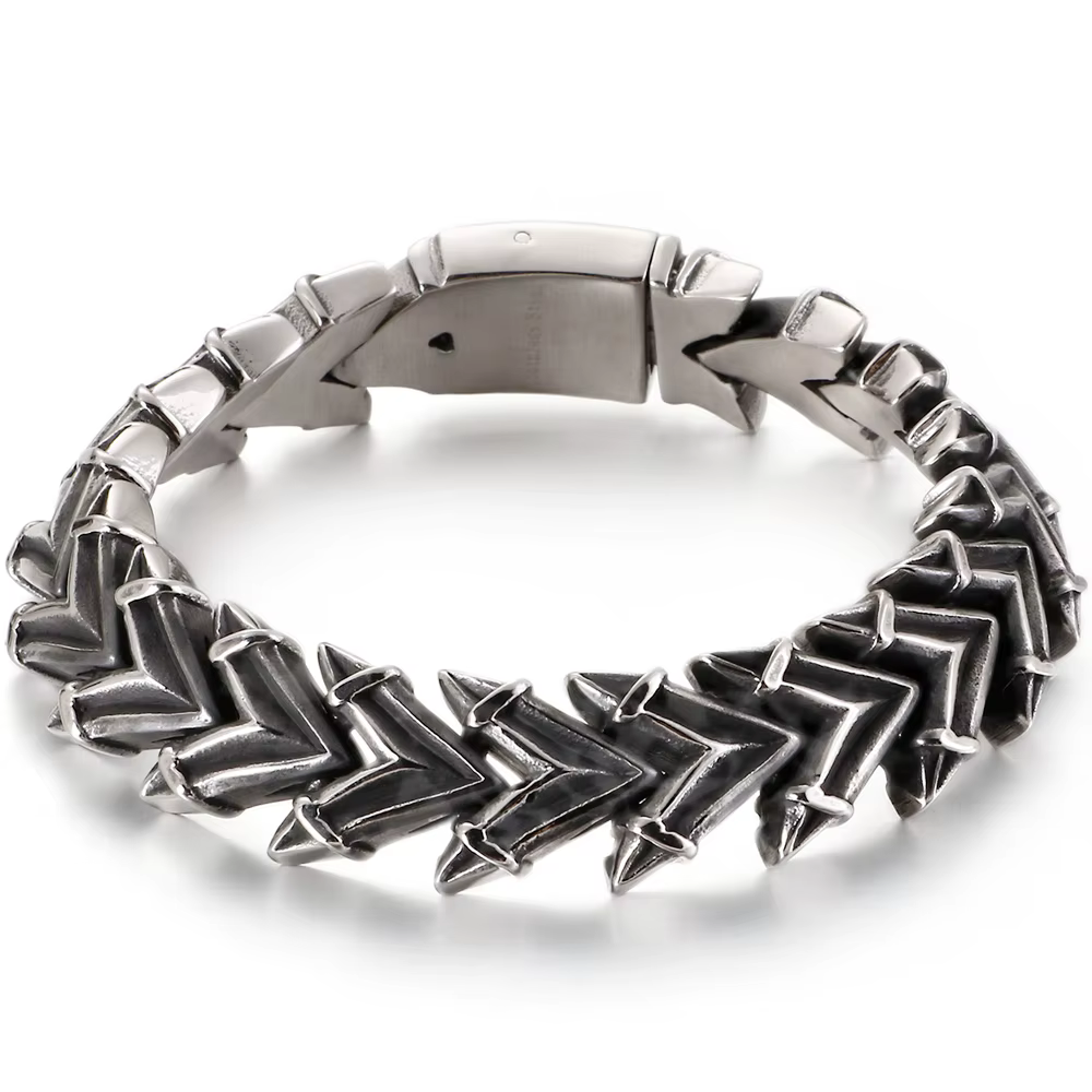 Bracelet pour homme en acier inoxydable mat vintage, style gothique rétro, chaîne épaisse, bijoux de