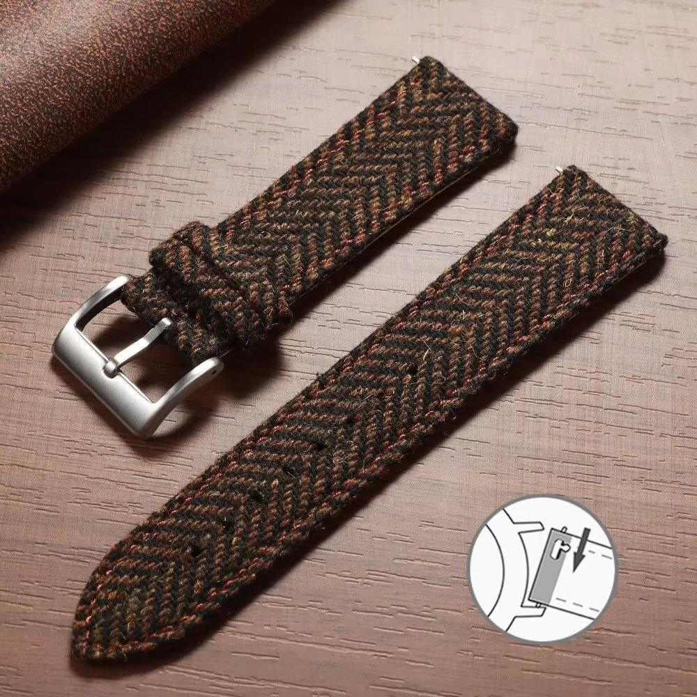 Bracelet à libération rapide en cuir tressé pour Omega et Seiko, style vintage, en cuir de vachette 