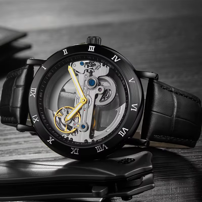 Montre hommes montre automatique montre de luxe homme montre-bracelet mécanique squelette conception