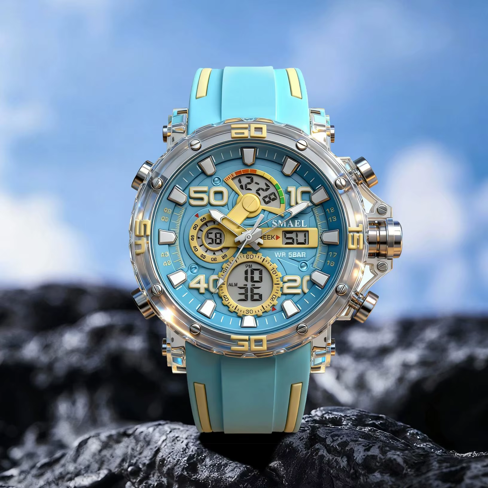 Montres militaires hommes montre 2025 nouveau 50M étanche montre-bracelet chronomètre alarme lumière