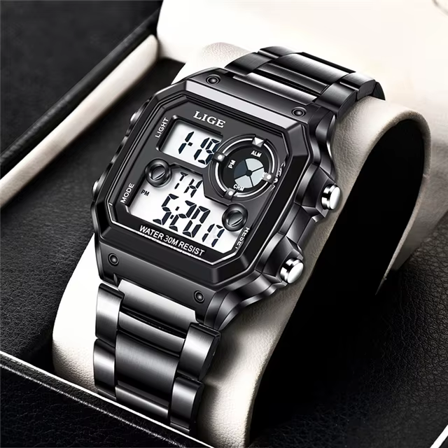 LIGE-Montre numérique militaire étanche pour homme, montre-bracelet de sport, horloge masculine, mar