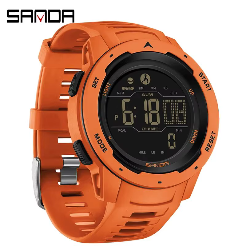 SANDA marque hommes montres sport podomètre Calories 50 M LED étanche montre numérique montre-bracel