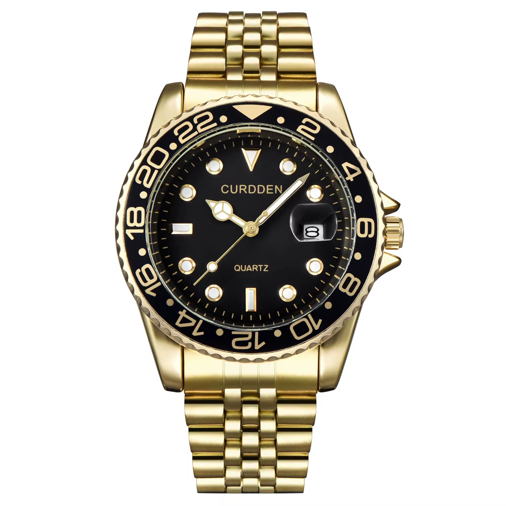 Design Original CURDDEN marque montres pour hommes mode entièrement en acier inoxydable doré Date mo
