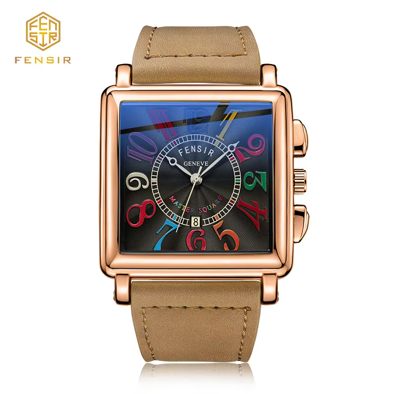 Montre à quartz carrée pour homme, cadran numérique couleur vintage, boîtier en alliage, bracelet en