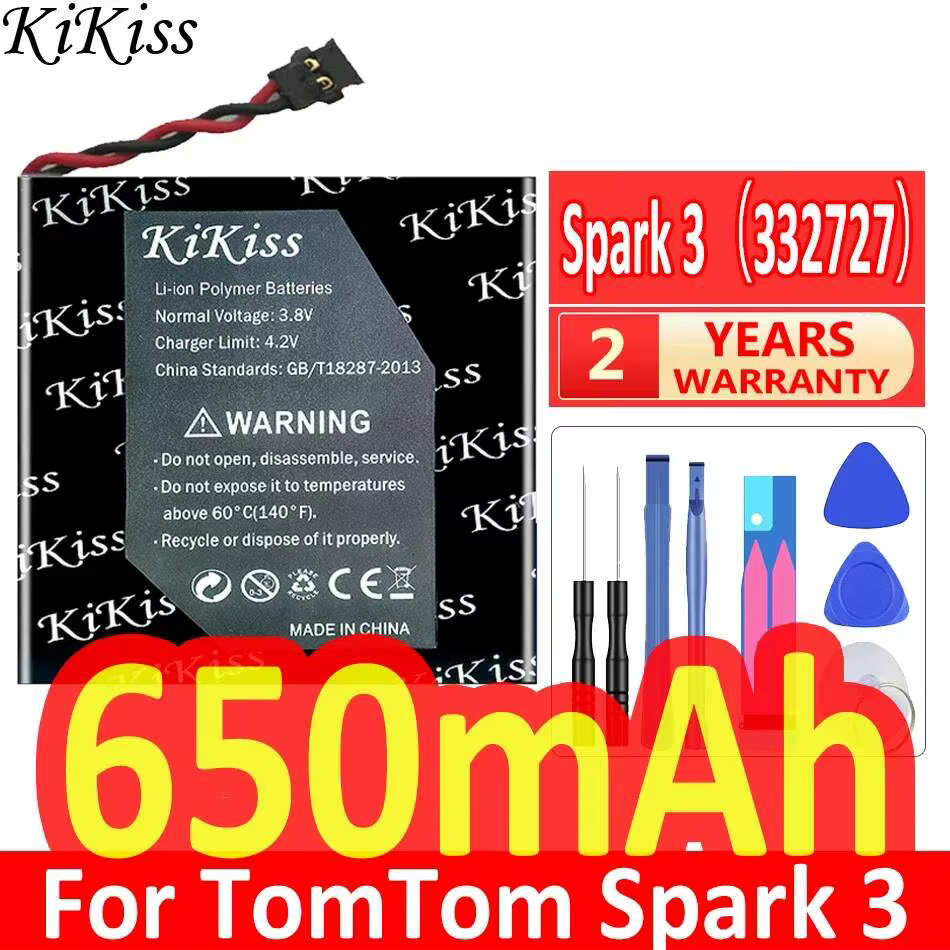 Batterie de montre 650mAh, performances durables, haute compatibilité pour Tomtom Spark 3 332727