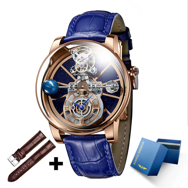 Relogio PINDU montre à Roulette fixe dernière conception montre à Quartz hommes étanche en cuir homm