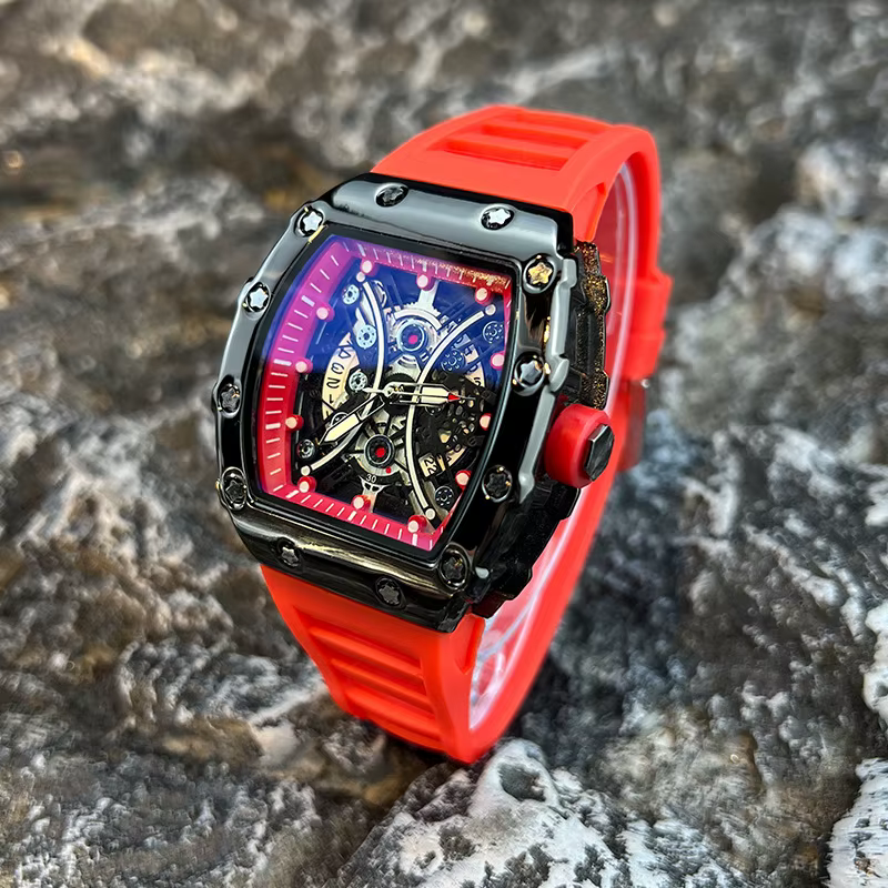Montre pour hommes lumière marque de luxe cadran baril de vin à la mode nuit lueur montre de sport c