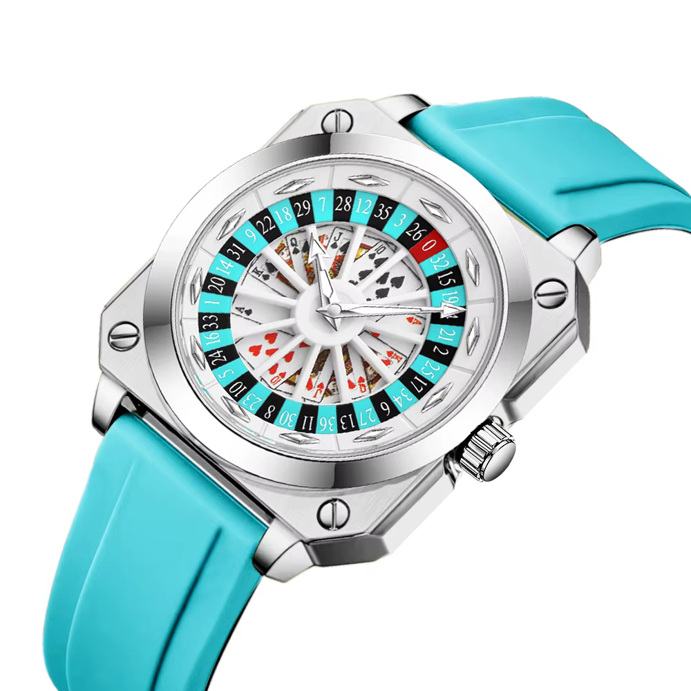 Montre créative pour hommes, Roulette de mode, mouvement à Quartz Original, Silicone rouge noir, spo