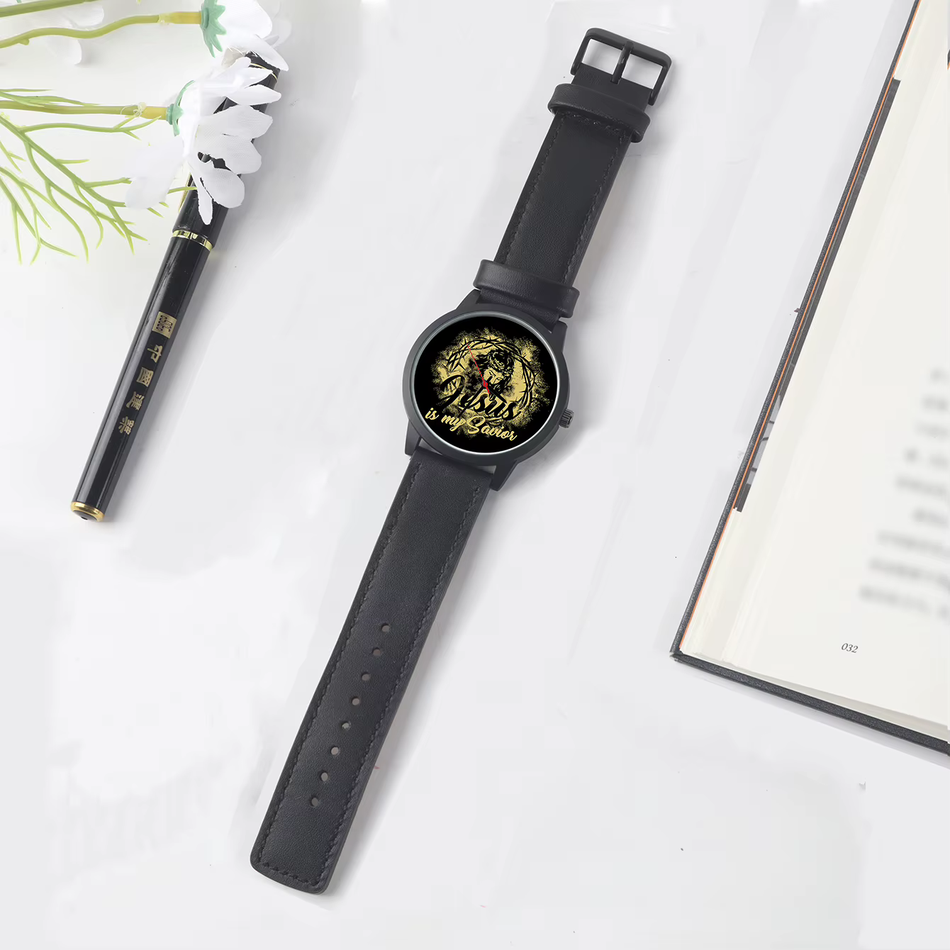 PRJesus-Montre-bracelet à quartz avec batterie pour homme, conception d'usine, christianisme, vêteme