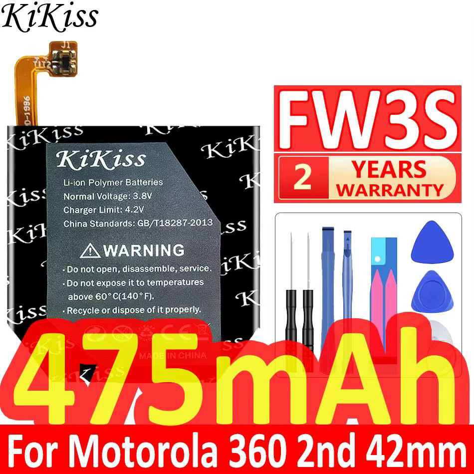 Batterie de montre pour Motorola Moto 360 2nd 42mm, FW3S, 600mAh, Durable