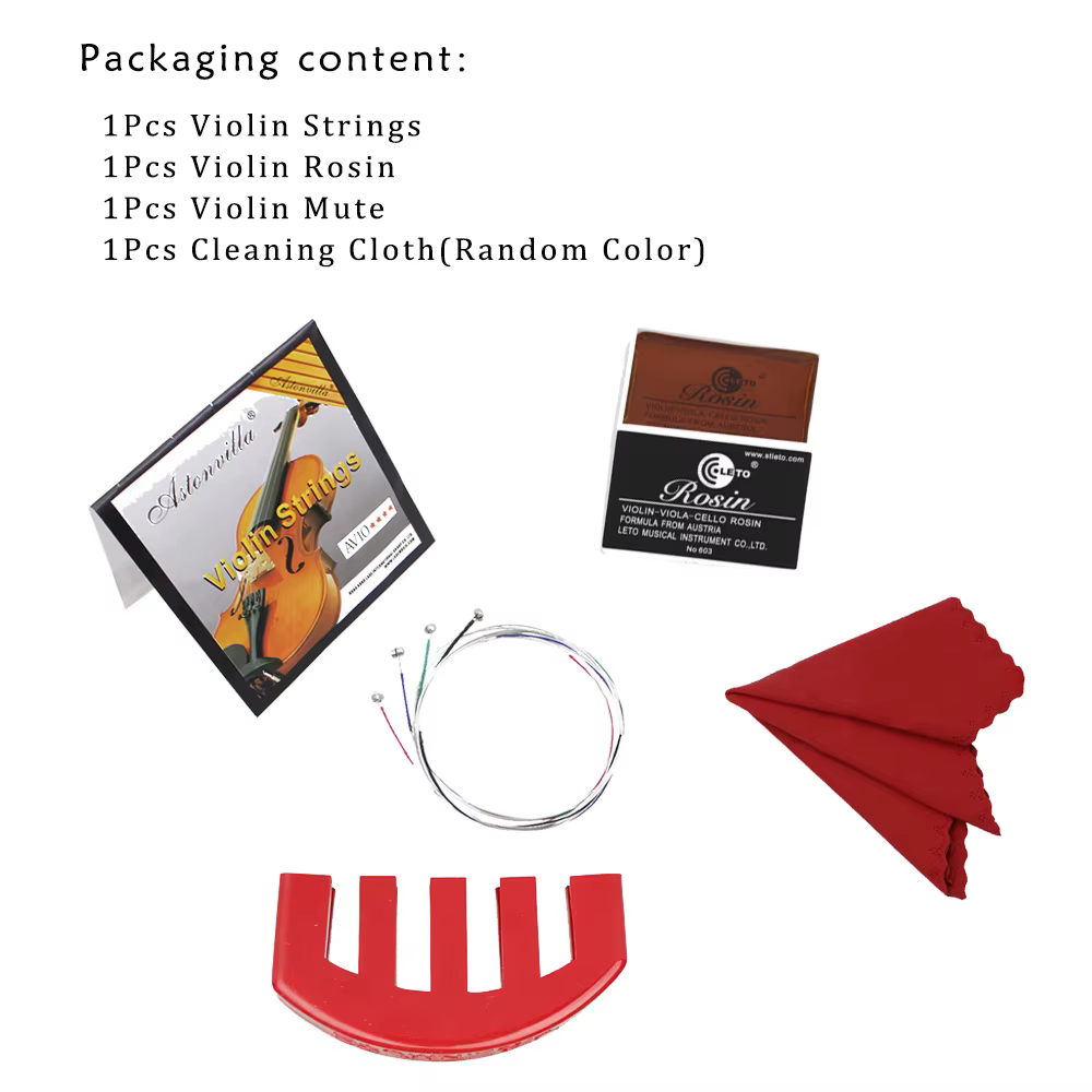 Ensemble d'accessoires pour violon, pièces de violon économiques avec cordes de violon/silencieux/ro