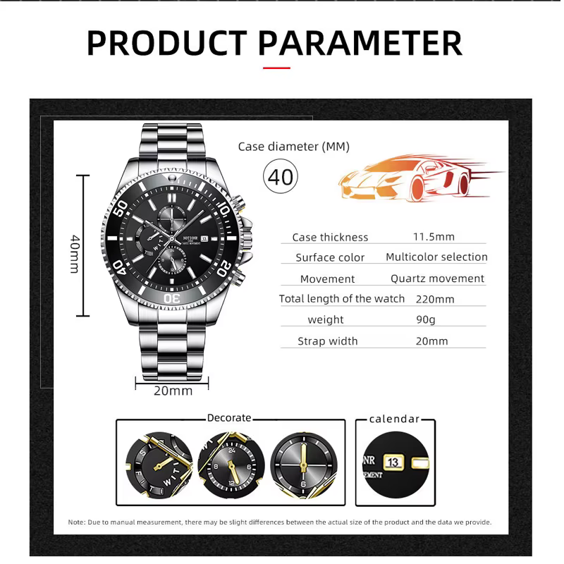 Montres d'affaires de luxe pour hommes, montre à Quartz argentée, horloge lumineuse