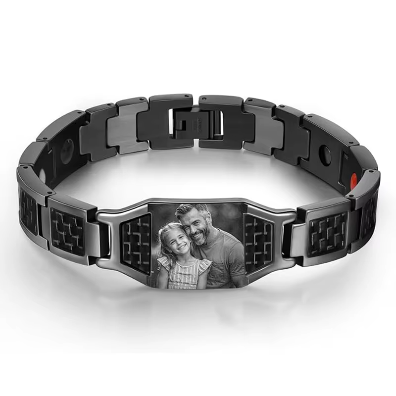 Bracelet Photo personnalisé pour hommes, en acier inoxydable, manchette avec Photo personnalisée, ré