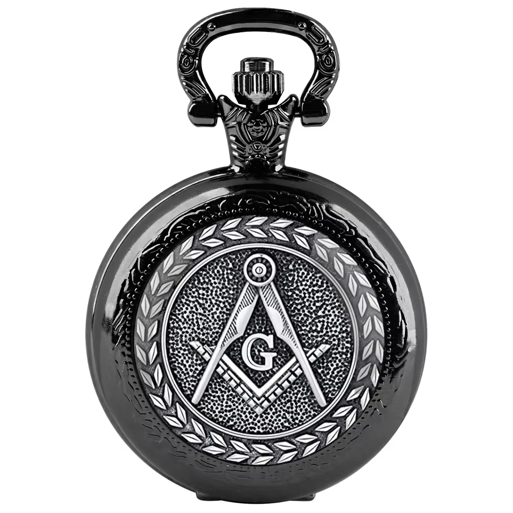 Montre de poche en forme de dôme en verre, maçons gratuits et acceptés, avec chaîne, collier à la mo