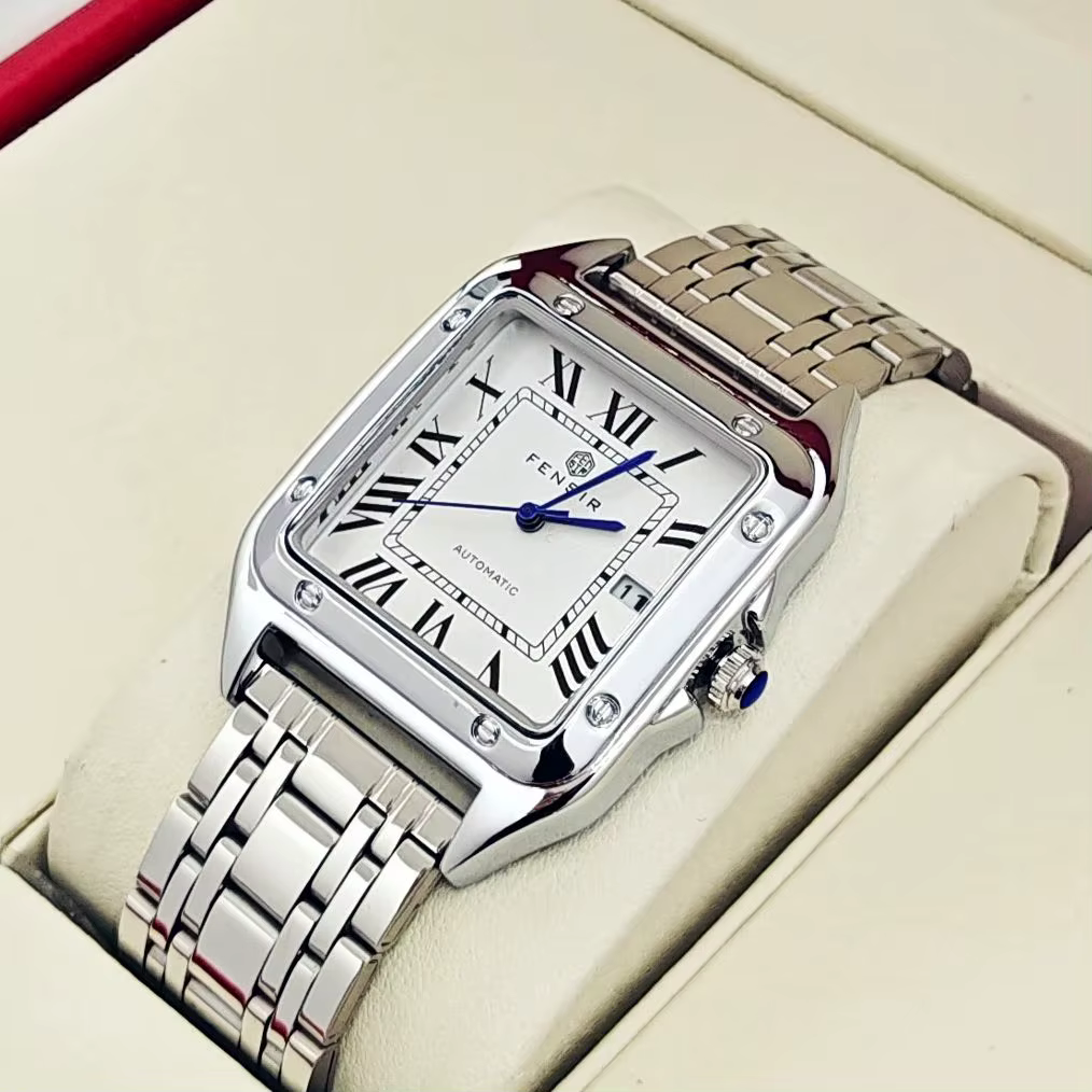 Montre de luxe pour homme, affichage du calendrier, bracelet en acier inoxydable, montre carrée de l