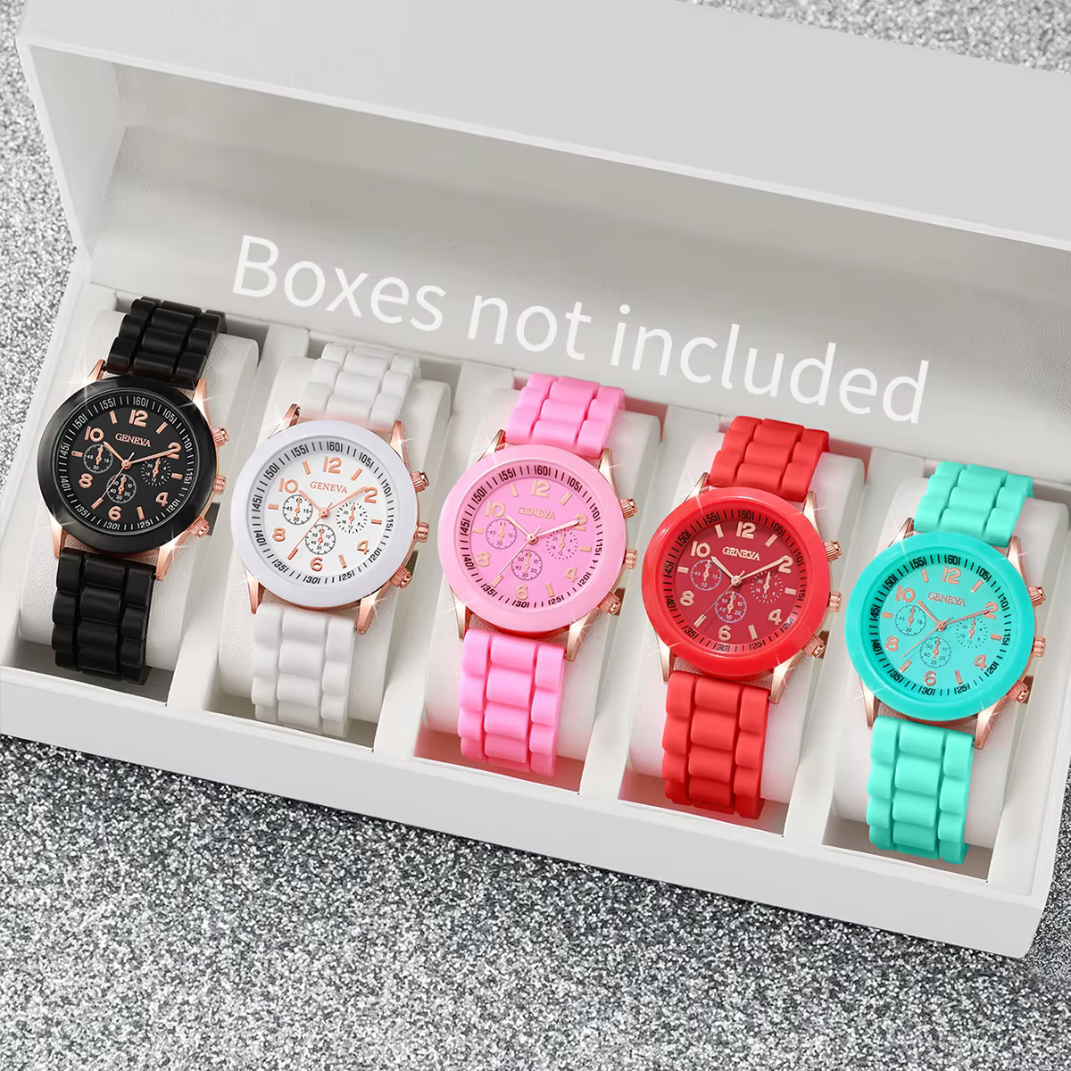 5 pièces montres pour femmes mode bracelet en Silicone ensemble de montre à Quartz analogique (sans