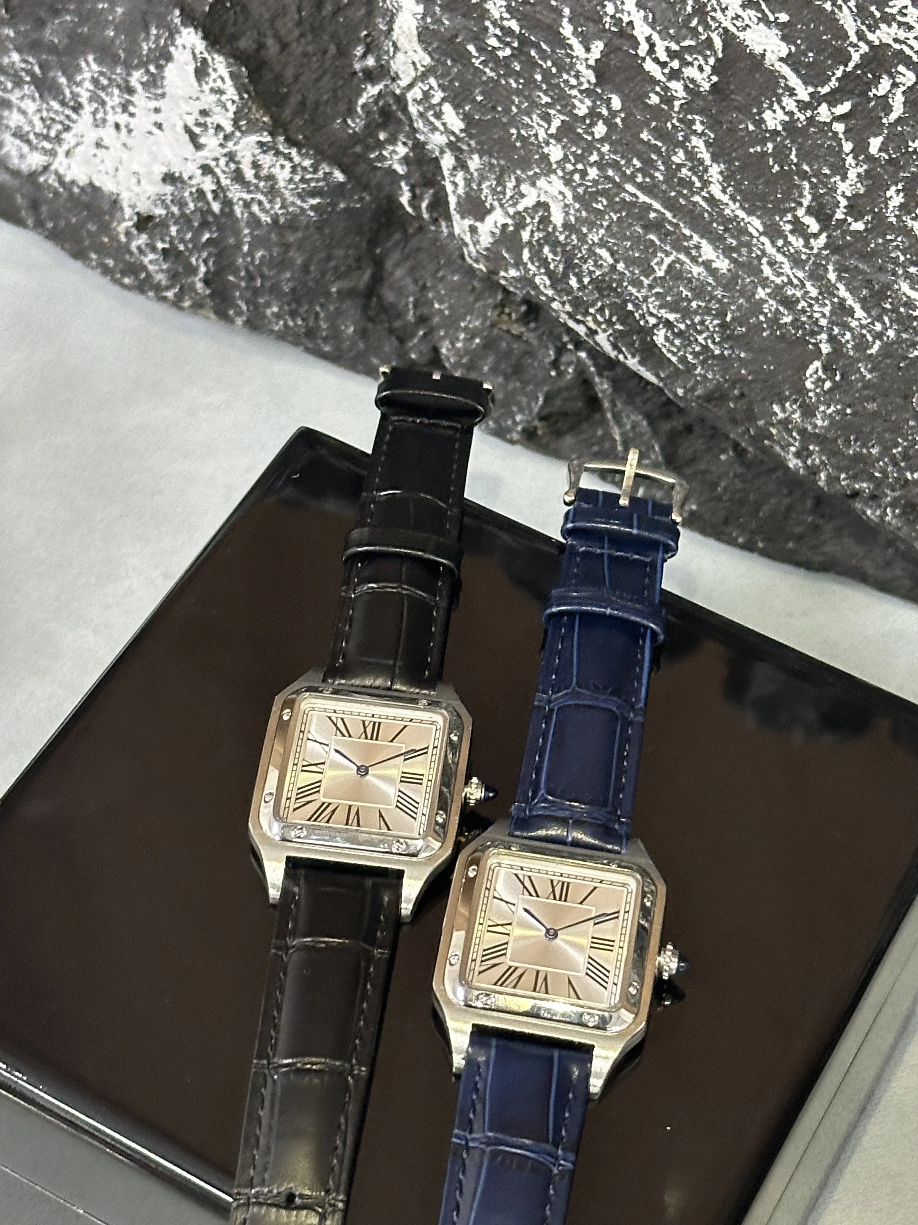 Montre à Quartz de luxe pour hommes, cadran carré à chiffres romains, tendance, décontractée, bracel
