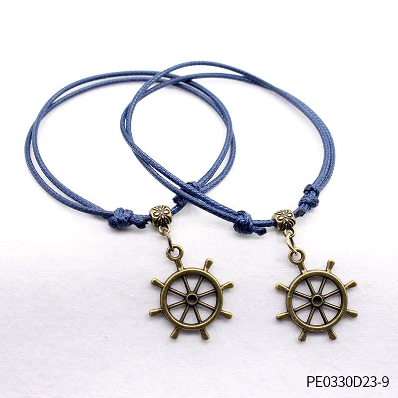 Bracelet tressé avec ancre nautique et ensemble de pendentifs tendance – Bijoux décontractés pour ho