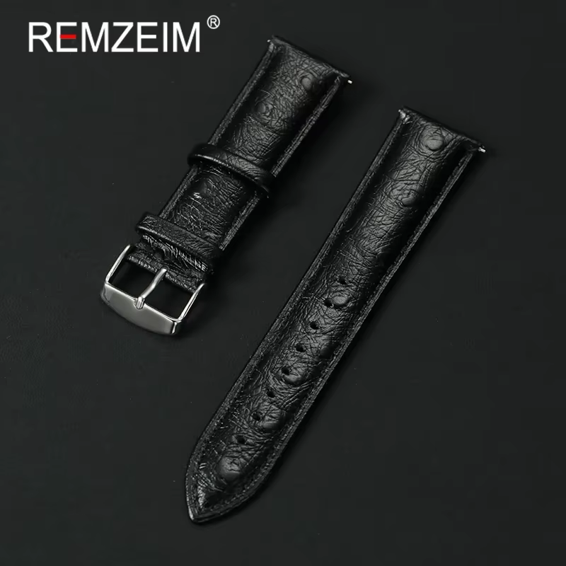 Bracelets de poignet en cuir motif d'autruche 18mm 20mm 22mm bracelet de montre hommes femmes bracel