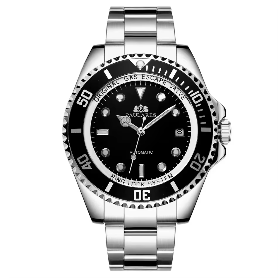 Montres automatiques pour hommes, mouvement mécanique à remontage automatique, acier inoxydable, dég