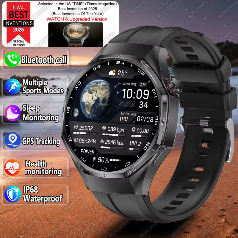Nouvelle Montre Connectée 6 Pro GPS 2026 pour Hommes, Sport et Fitness, Écran AMOLED, Moniteur de Sa