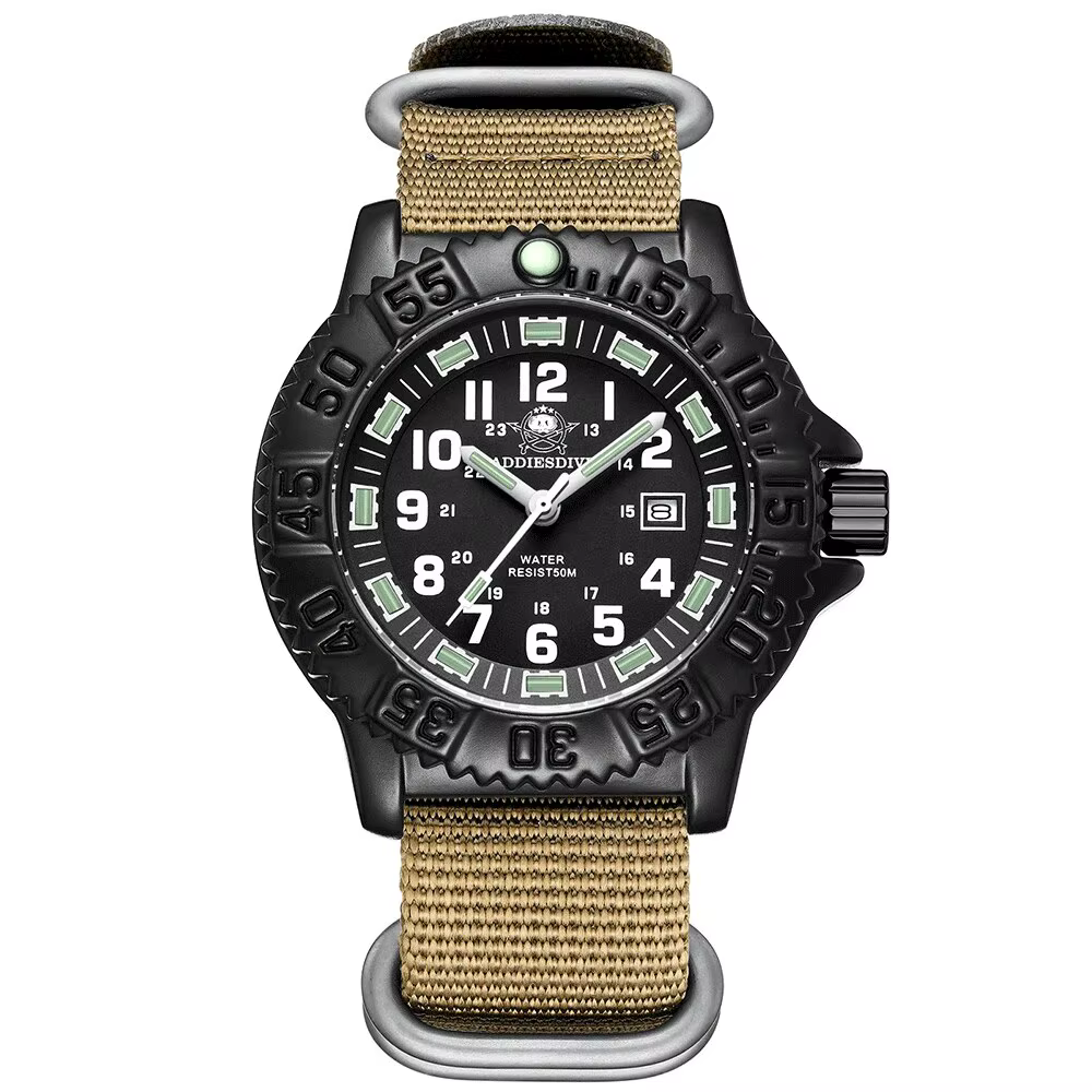 ADDIESDIVE-Montre de sport militaire pour homme, lunette rotative de luxe, montre Shoous, bracelet e