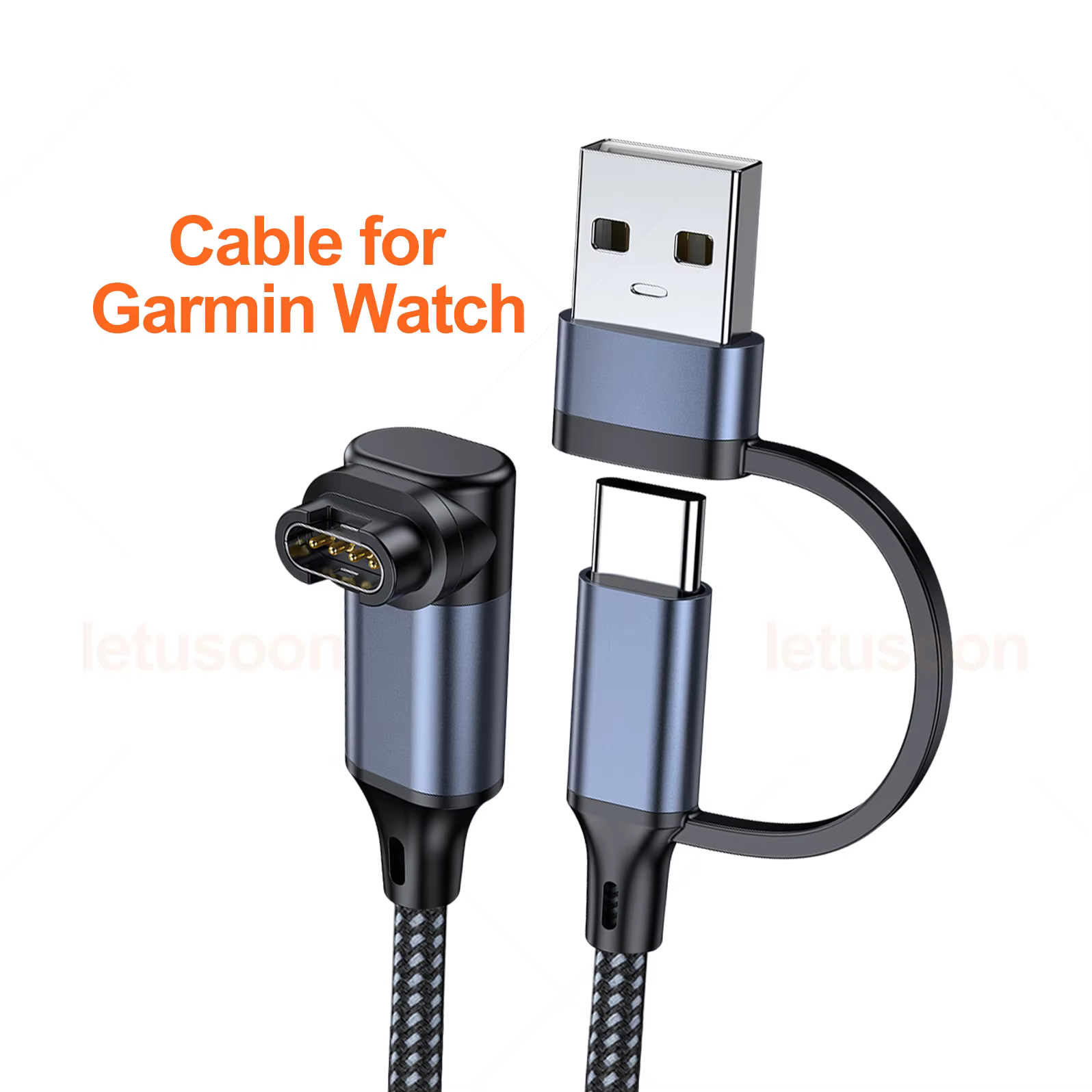 Câble de charge USB A Type C 2 en 1 pour montre Garmin Fenix 6 6s 6x Baro Venu 2 2S Plus 3s, câble d