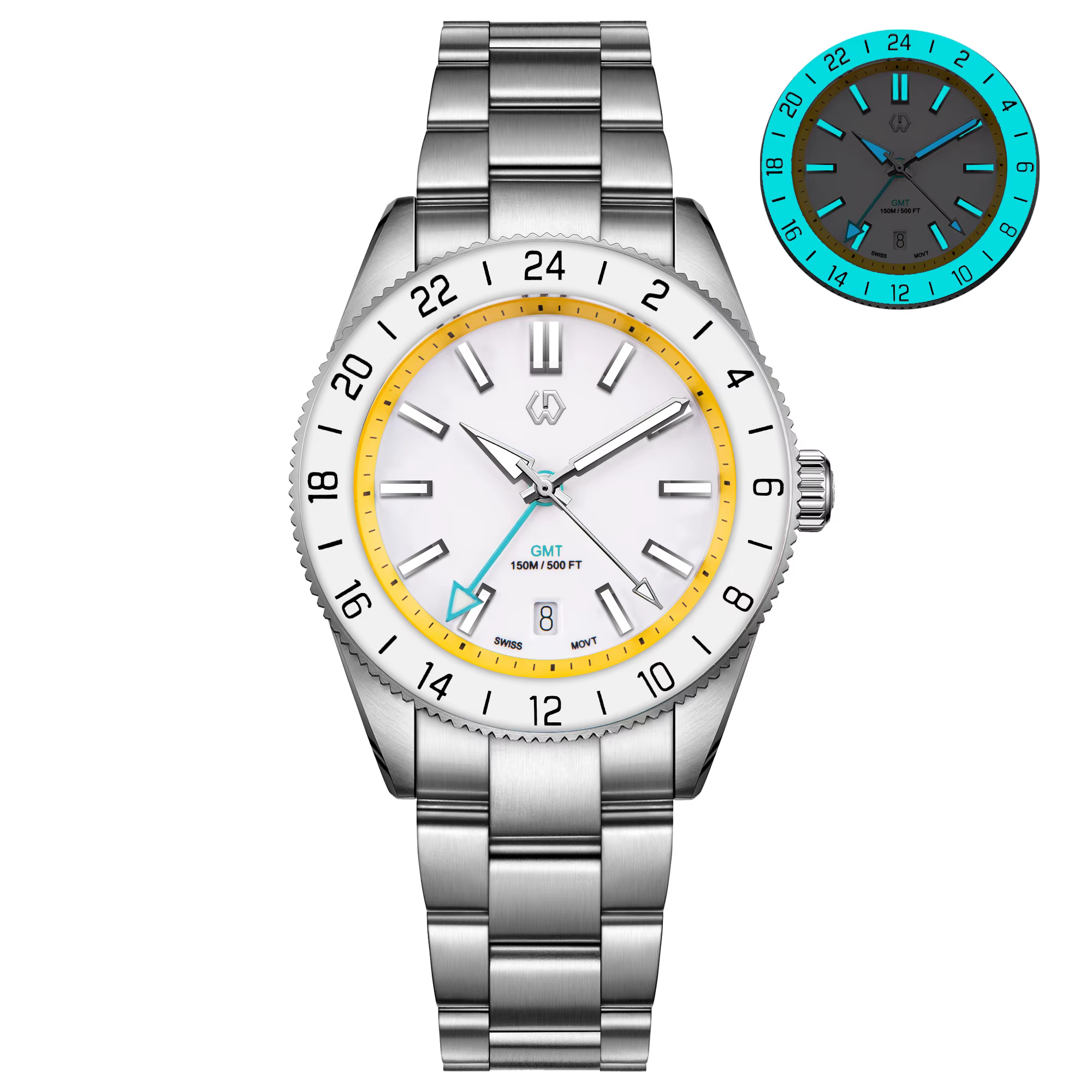WSD9025 nouvelle montre automatique pour homme mouvement suisse à Quartz BGW9 lunette lumineuse 4 br