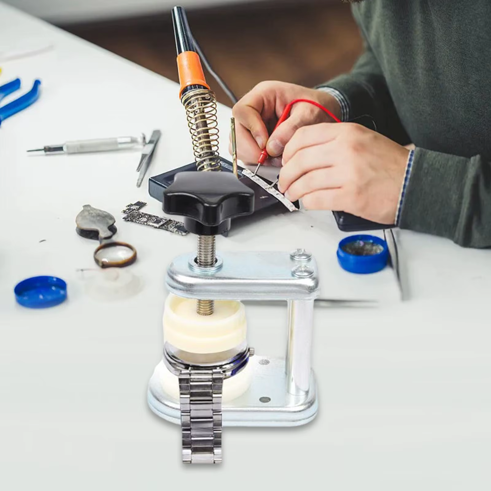 Outil de fermeture de boîtier de montre, kit de réparation de montres, ensemble d'outils de pressage